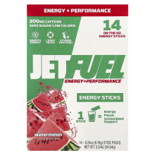 GAT, JetFuelÆ, Énergie + Performance, Bâtonnets Énergétiques, Pastèque, 14 Sachets Bâtonnets, 0,24 oz (6,76 g) Chacun