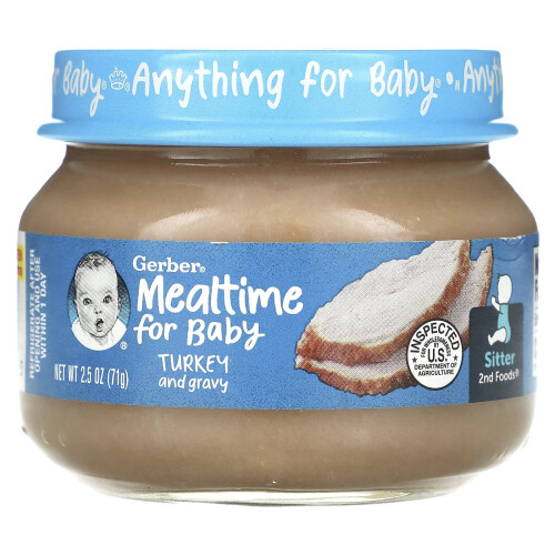 Gerber Gerber, Repas pour Bébé, 2e Aliments, Dinde et Sauce, 2,5 oz (71 g)