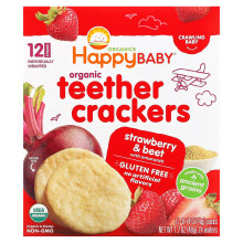 Happy Family Organics, Bio-Beisskekse, Erdbeere & Rote Bete mit Amaranth, 12 Packungen, je 0,14 oz (4 g)