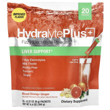 Hydralyte, Hydralyte Plus+, Brausepulver mit Elektrolyten, Blutorange Ingwer, 20 Beutel, je 0,32 oz (9 g)