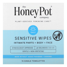 The Honey Pot Company, Lingettes Sensibles, 15 Lingettes Individuelles