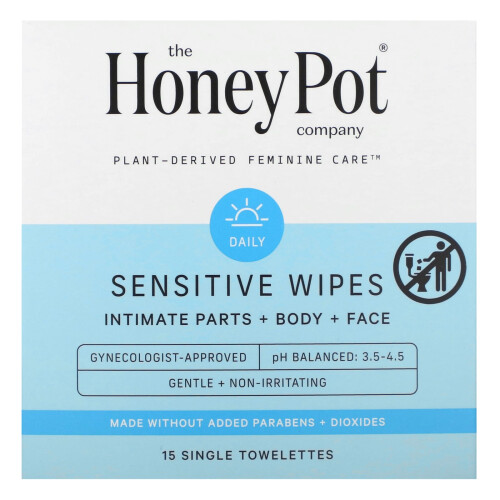 The Honey Pot Company, Sensitive Feuchttücher, 15 Einzeltücher