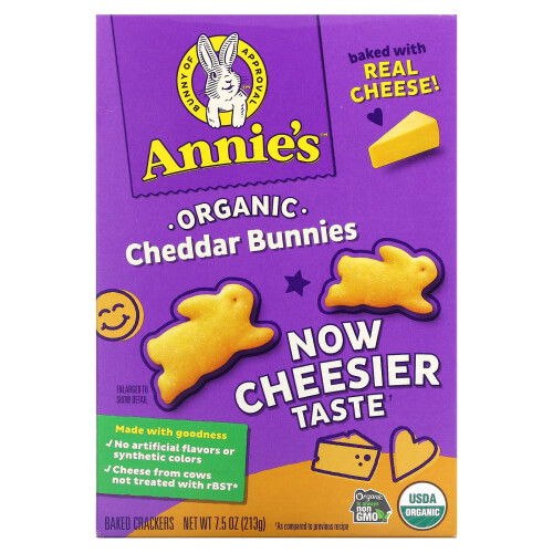 Annie's Homegrown, Lapins Cheddar Bio, Biscuits Cuits au Four, 7,5 oz (213 g)