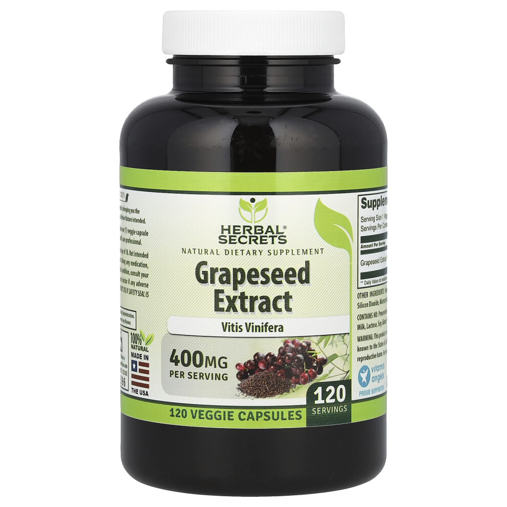 Herbal Secrets , Grapeseed Extract, 400 Mg, 120 Veggie Capsules