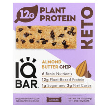 IQBAR, Pflanzenprotein-Riegel, Mandelbutter-Chip, 12 Riegel, je 1,6 Unzen (45 g)