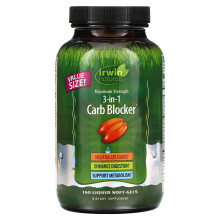 Irwin Naturals, Bloqueur de Glucides 3-en-1, Force Maximale, 150 Softgels Liquides