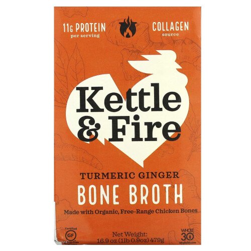 Kettle & Fire, Bouillon d'Os, Curcuma et Gingembre, 16,9 oz (479 g)