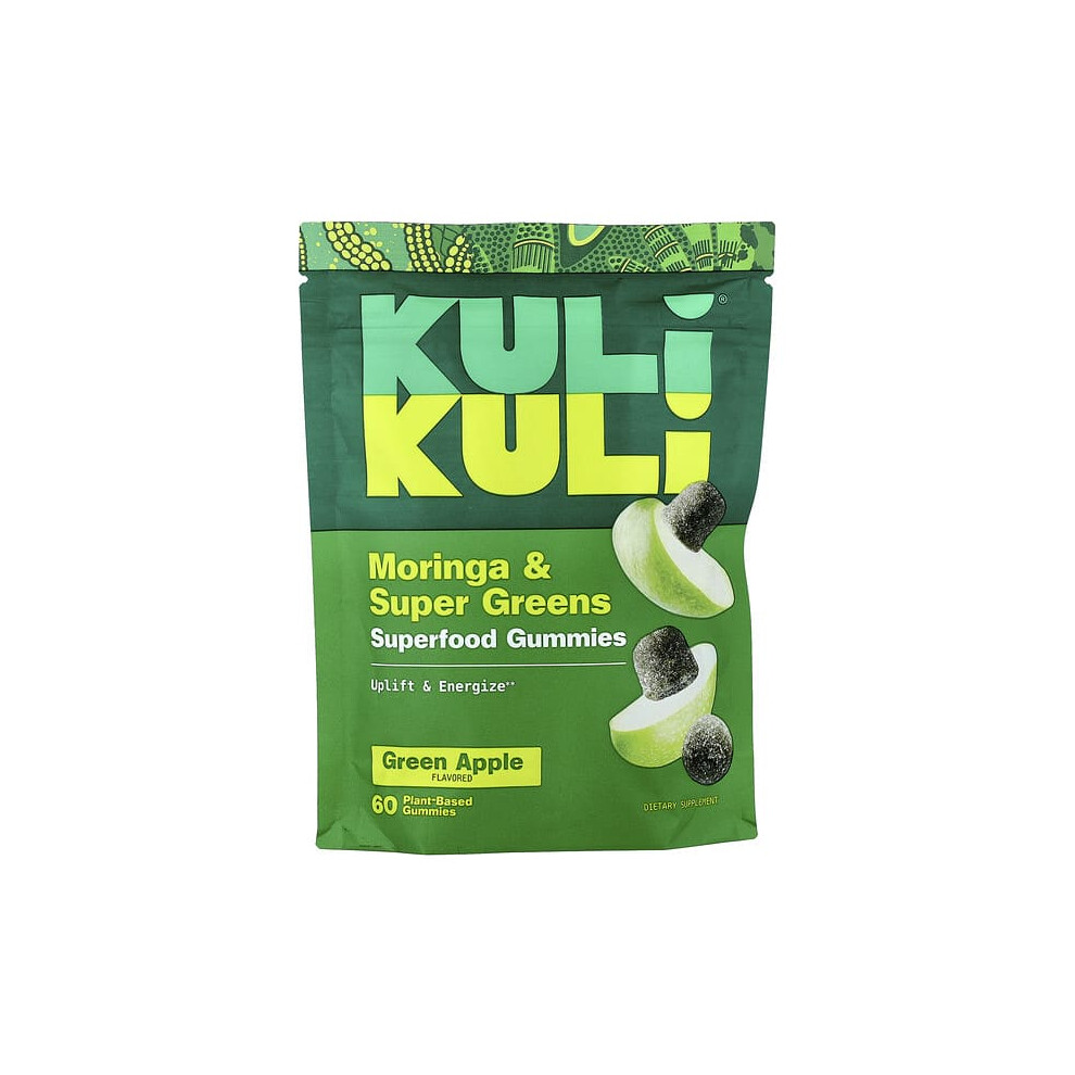 Kuli Kuli Green Superfood Gummies, Moringa & Super S, Apple