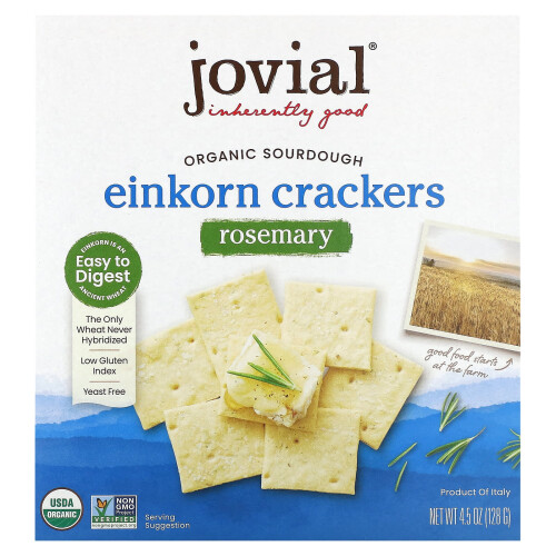 Jovial, Bio-Sauerteig-Einkorn-Cracker, Rosmarin, 4,5 Unzen (128 g)