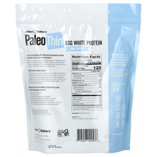 Julian Bakery, Paleo Thin, Eiweißprotein, Ungesüßt, 2 lbs (907 g) 2