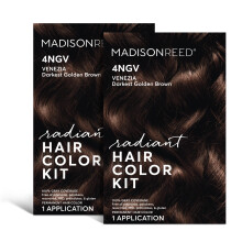Madison Reed Radiant Hair Colour Kit Donkerste Goudbruin voor 100% Grijsdekking Ammoniakvrij 4NGV Venezia Brown Permanente Haarverf, 2 stuks