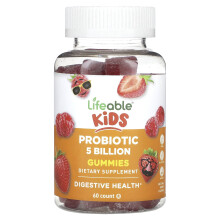 Lifeable, Probiotique Enfants Gummies, Baies Naturelles, 5 Milliards, 60 Gummies