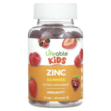 Lifeable, Kinder Zink Gummibärchen, Natürliche Beere, 15 mg, 60 Gummis