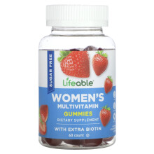 Lifeable, Frauen Multivitamin-Gummis, Zuckerfrei, Natürliche Erdbeere, 60 Gummis