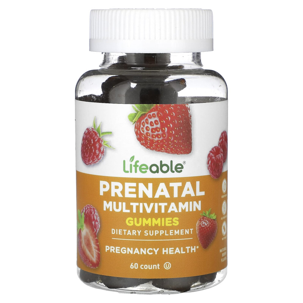 Lifeable , Prenatal Multivitamin Gummies, Natural Berry, 60 Gummies