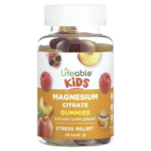 Lifeable, Kinder Magnesiumcitrat Gummis, Natürliches Obst, 60 Gummis