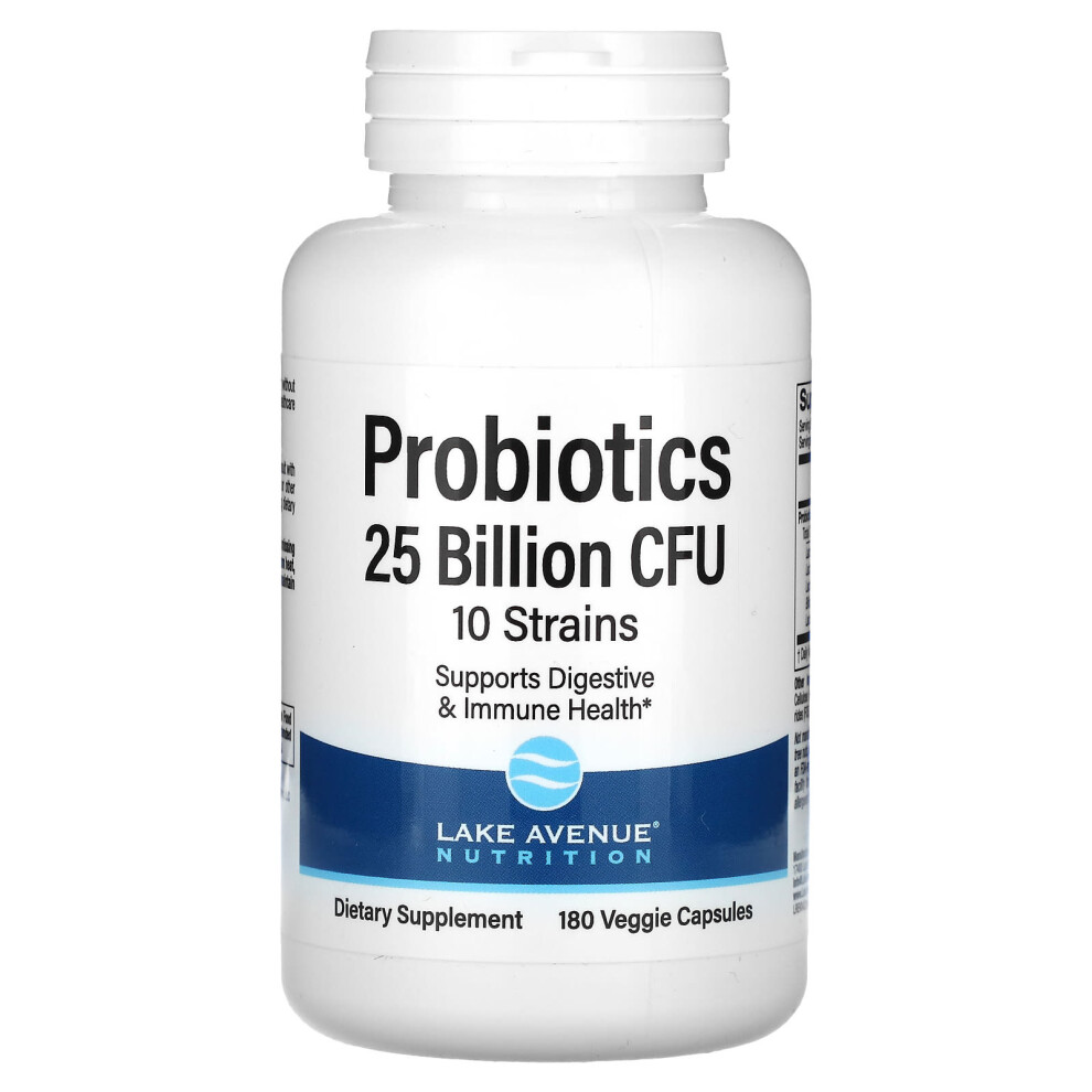 Lake Avenue Nutrition , Probiotics, 10 Strain Blend, 25 Billion Cfu, 180 Veggie Capsules