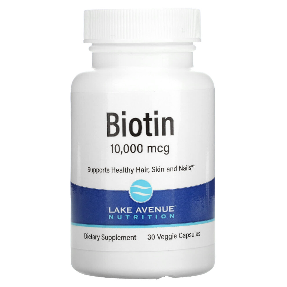 Lake Avenue Nutrition , Biotin, 10,000 Mcg, 30 Veggie Capsules