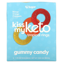 Kiss My Keto, Gummisüßigkeit, Tropische Ringe, Mango-Orange-Ananas, 6 Beutel, je 1,76 oz (50 g)