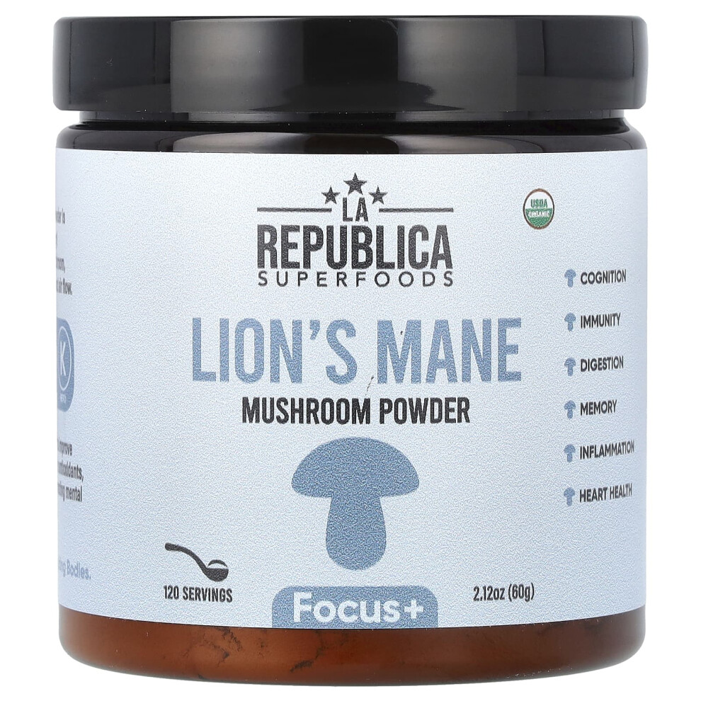 La Republica , Superfoods, Lion's Mane Mushroom Powder, 2.12 Oz (60 G)