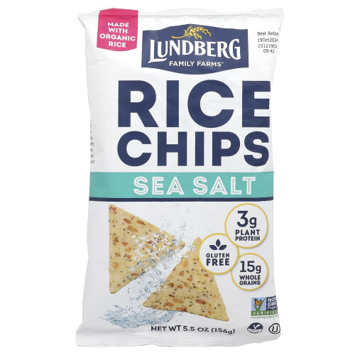 Lundberg, Chips de riz, Sel de mer, 5,5 oz (156 g)
