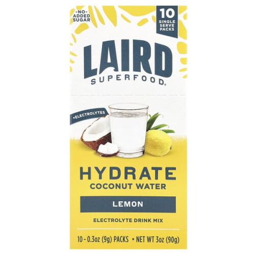 Hydrate Coconut Water, Electrolyte Drink Mix, Lemon