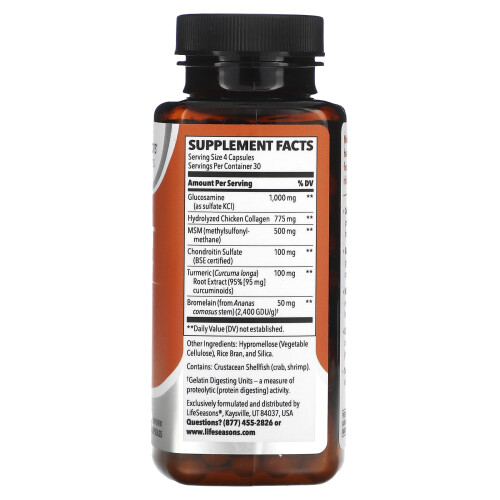 LifeSeasons, Mobili-T, Joint Support, 120 Veg Capsules 2
