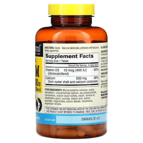 Mason Natural, Oyster Shell Calcium Plus D3, 250 Tablets 2