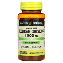 Mason Natural, Ganze Koreanische Ginseng Kräuter, 1.000 mg, 60 Tabletten
