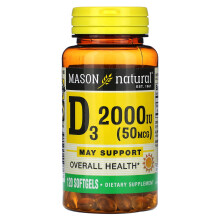 Mason Natural, D3, 50 mcg (2 000 UI), 120 Softgels