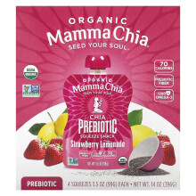 Mamma Chia, Bio Chia Prebiotischer Quetsch-Snack, Erdbeerlimonade, 4er Pack, je 3,5 Unzen (99 g)