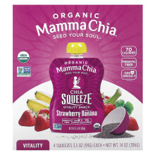 Mamma Chia, Bio-Chia Squeeze Vitalitäts-Snack, Erdbeer-Banane, 4er Pack, je 3,5 oz (99 g)