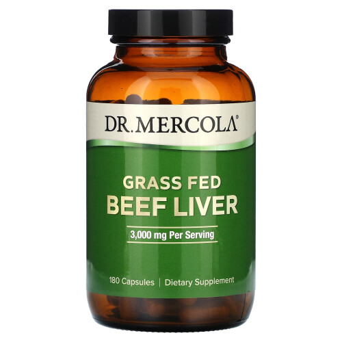Dr. Mercola, Weidegefütterte Rinderleber, 500 mg, 180 Kapseln