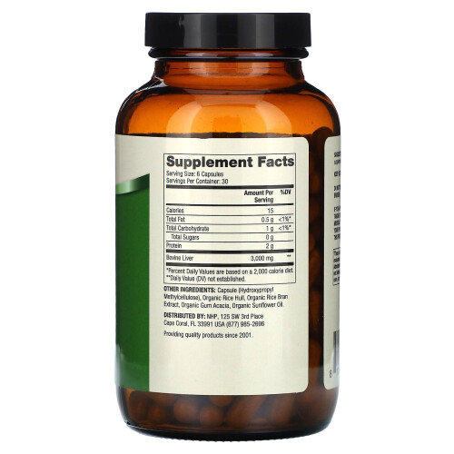 Dr. Mercola, Weidegefütterte Rinderleber, 500 mg, 180 Kapseln 2
