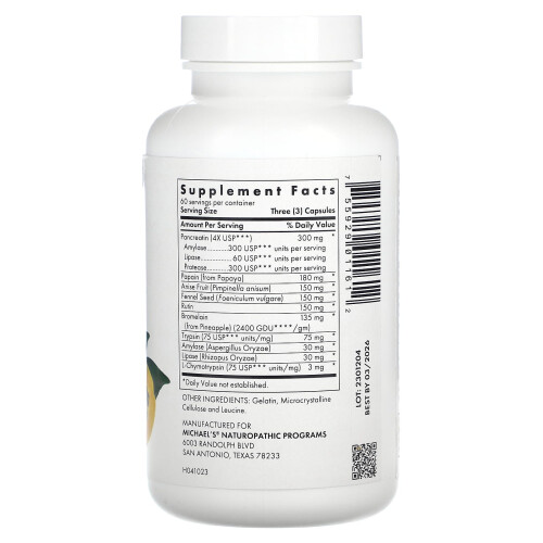 Michael's Naturopathic, Digestive Enzymes, 180 Capsules 2