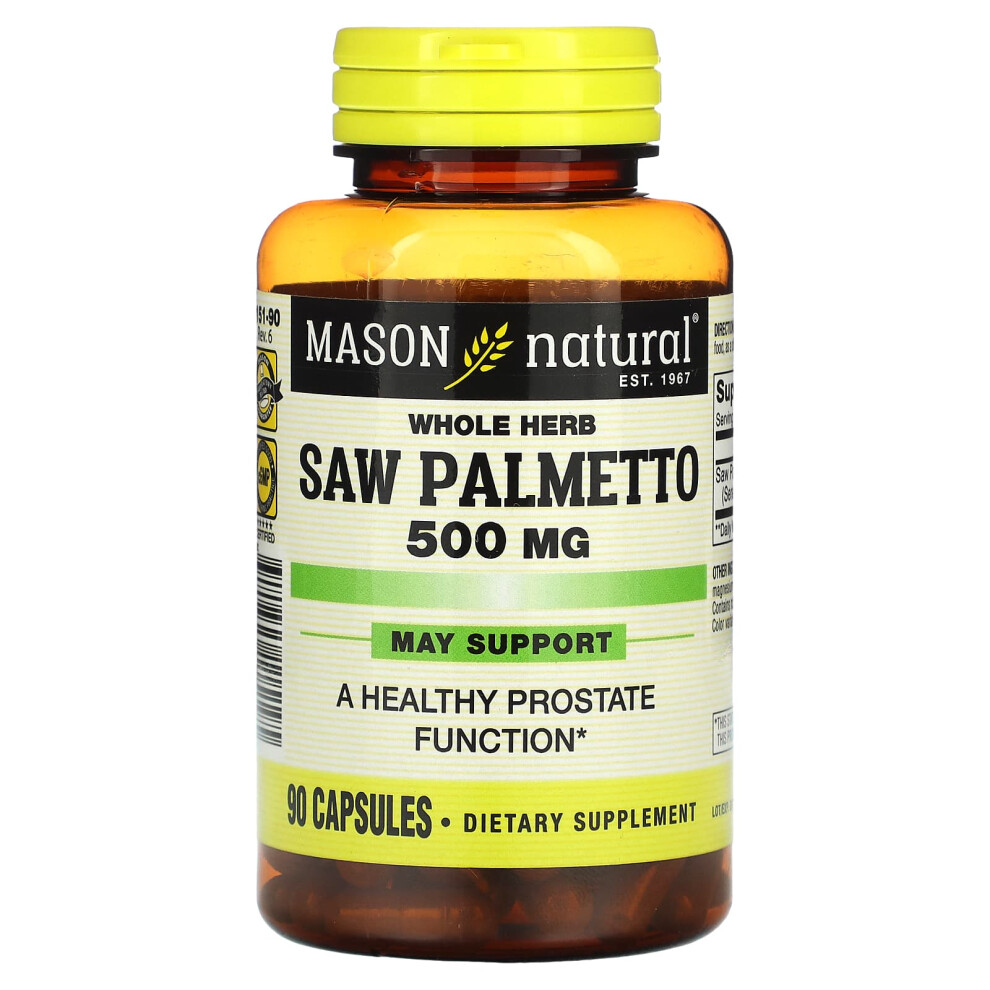 Mason Natural , Whole Herb Saw Palmetto, 500 Mg, 90 Capsules