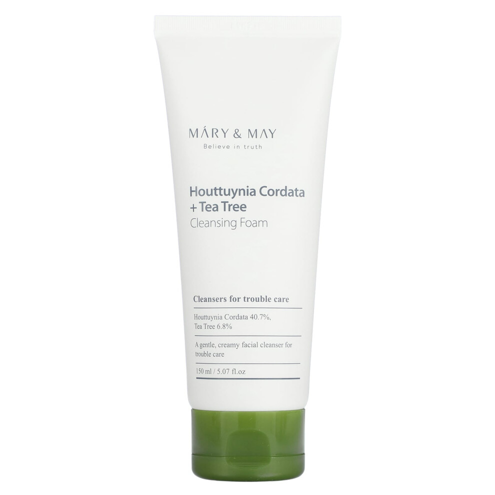Mary & May , Houttuynia Cordata + Tea Tree, Cleansing Foam, 5.07 Fl Oz (150 Ml)