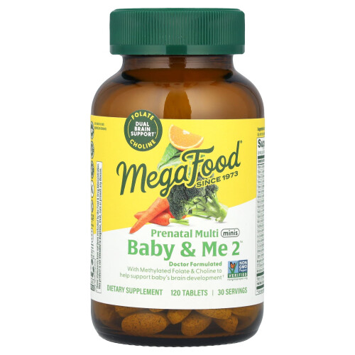 MegaFood, Bébé et Moi 2, Multivitamines Prénatales Mini, 120 Comprimés