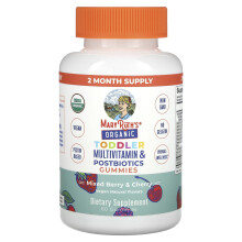 MaryRuth's, Multivitamines et Postbiotiques Gummies Bio Pour Tout-Petits, Mixte de Baies et Cerise, 60 Gummies
