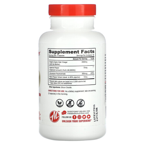 Metabolic Nutrition, Apfelessig, 90 Kapseln 2