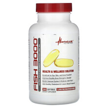 Metabolic Nutrition, Fish 3000, Ultra Kaltgepresstes Gereinigtes Fischöl, 3.000 mg, 90 Weichkapseln (1.000 mg pro Kapsel)