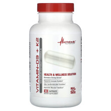 Metabolic Nutrition, Vitamin-D3 + K2, Maximale Wirkstärke Formel, 90 Kapseln