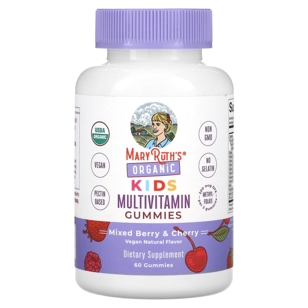 Maryruth's , Organic Kids Multivitamin Gummies, Mixed Berry & Cherry, 60 Gummies