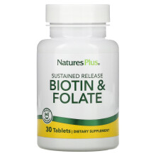 NaturesPlus, Biotine et Folate à Libération Prolongée, 30 Comprimés
