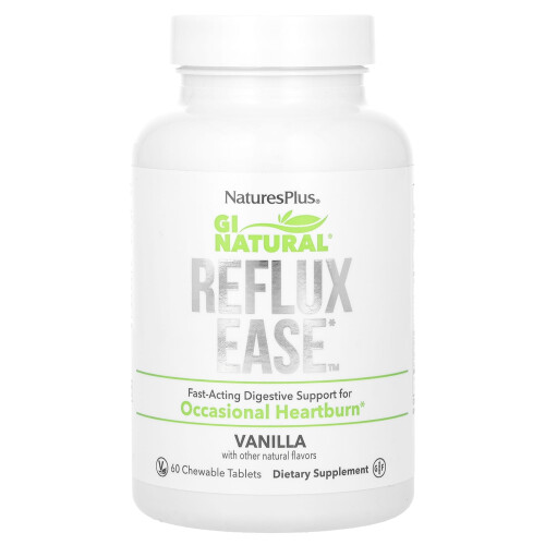NaturesPlus, Gi Natural, Reflux Ease, Vanille, 60 Comprimés à Croquer