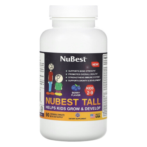 NuBest, Größer, Kinder 2-9, Beere, 90 Kautabletten
