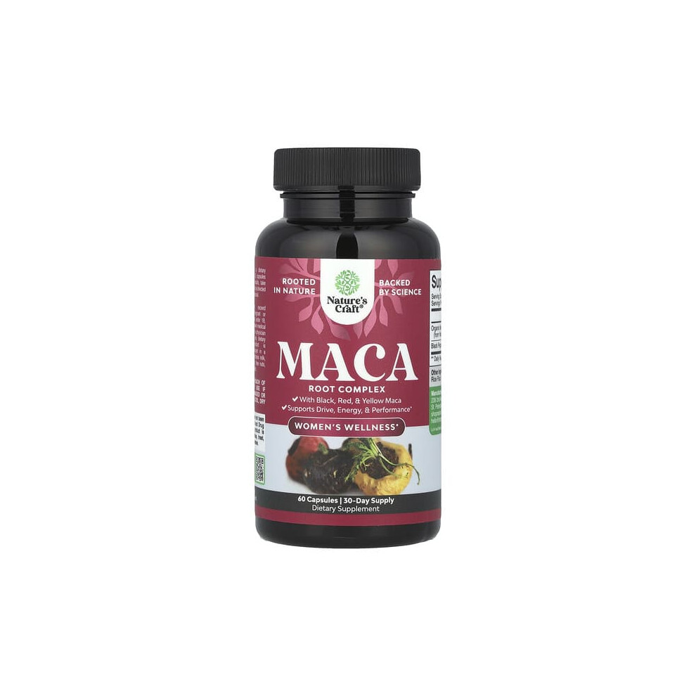 Nature's Craft Black/Red/Yellow Women's Wellness, Maca Root Complex