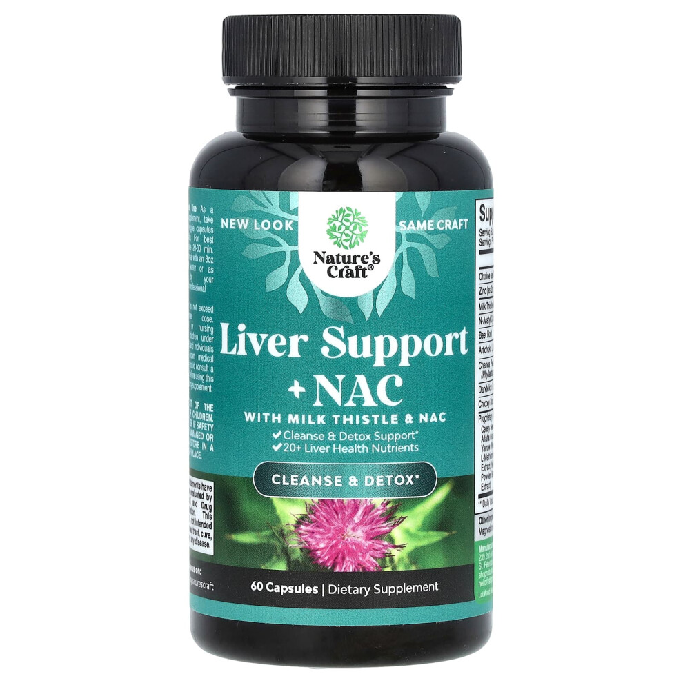 Nature's Craft , Liver Support + Nac With Milk Thistle, 60 Capsules