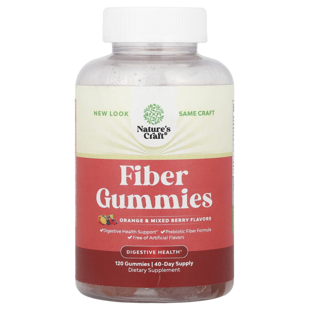 Nature's Craft Orange Fiber Gummies, & Mixed Berry, 120 Gummies