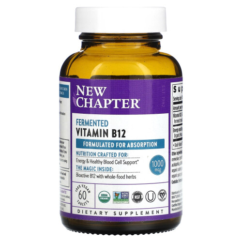New Chapter, Vitamine B12 Fermentée, 1 000 mcg, 60 Comprimés Végétaliens